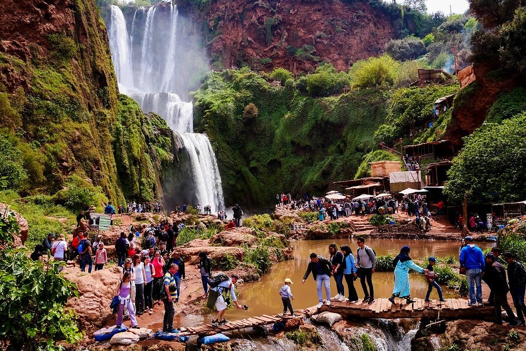 Tourists pause for a photograph